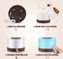 Difusor de Aromas e Umidificador de Ar Ultrassônico com LED 7 Cores e Controle Remoto