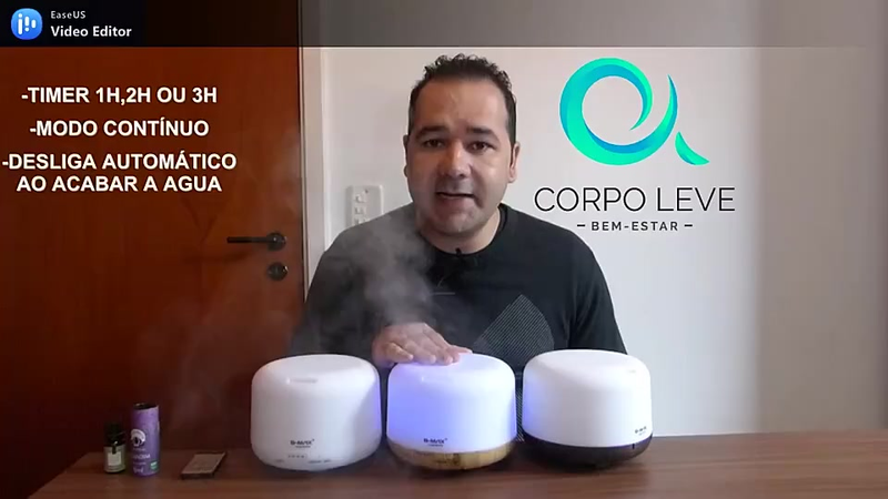 Umidificador Portátil 500ML Aromatizador Luz LED De 7 Cores Com Controle Remoto / Ambiente mais Agradável para Dormir