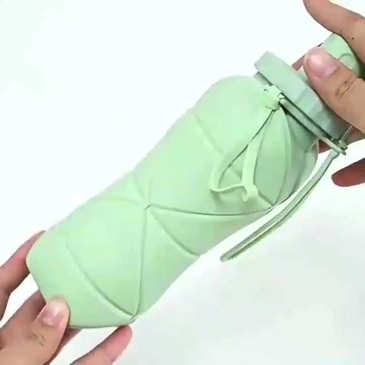 Garrafa de água dobrável de silicone de chaleira portátil esportes ao ar livre compressão viagem 600ML