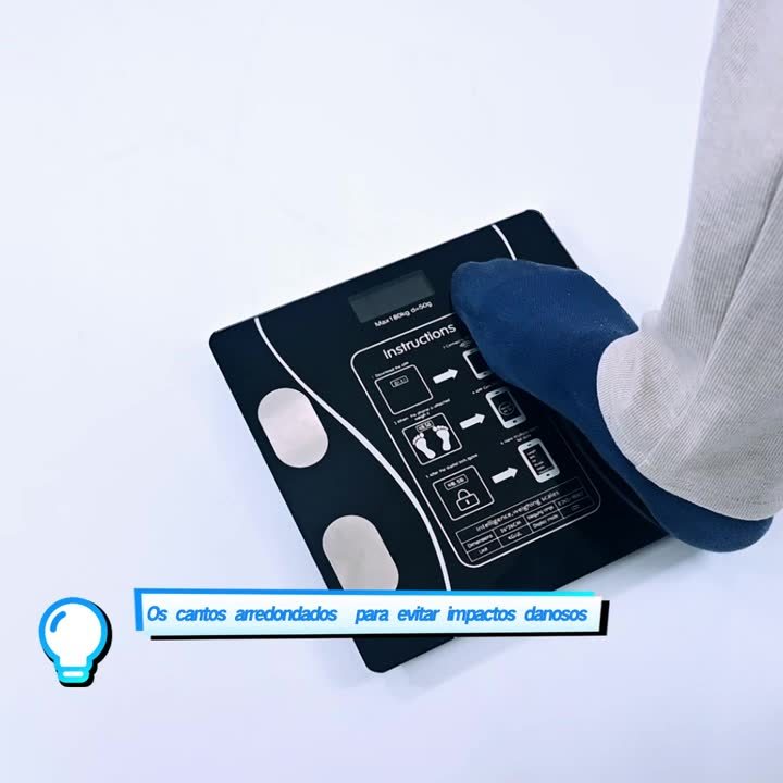 Balança Digital Medidora Corporal Bioimpedância Profissional Bluetooth 180Kg / Pilhas Preto cor Branco USB KD2123