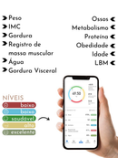 Balança Digital Medidora Corporal Bioimpedância Profissional Bluetooth 180Kg / Pilhas Preto cor Branco USB KD2123