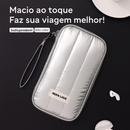 Carteira porta passaporte puffer, acolchoado, impermeável e moderno, leve na bolsa, na viagem