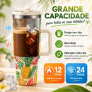 Copo Térmico 1,2L Inox com Alça e Canudo | Estilo Stanley – Auralis