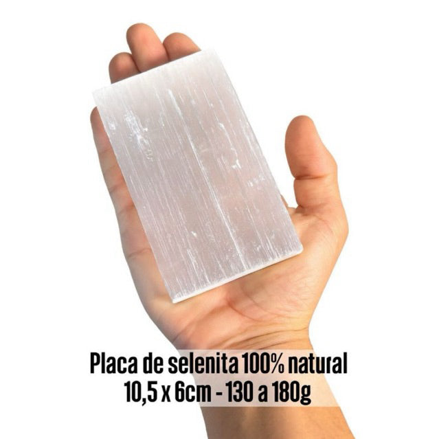 Placa de selenita branca natural