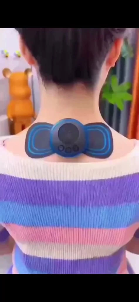 Kit 2 Mini Massageador Elétrico EMS Portátil para Pescoço Cervical Corpo Alívio de Dores Muscular